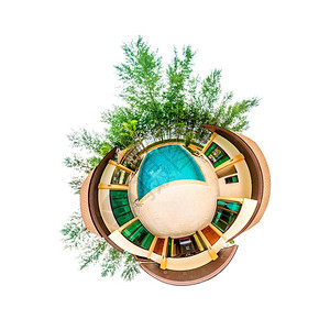 现代热带别墅以游泳池为行星图片