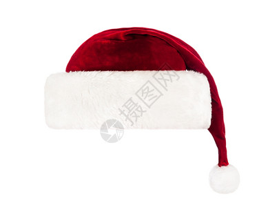 红色圣诞老人帽子在白色背景中被孤立背景图片