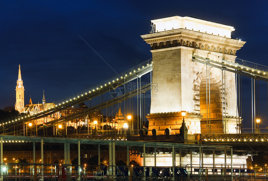 匈牙利地标布达佩斯连环桥夜视长期图片