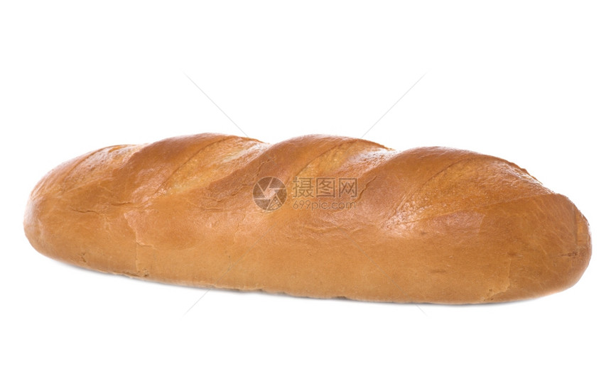 白色背景上孤立的白色长边面包图片