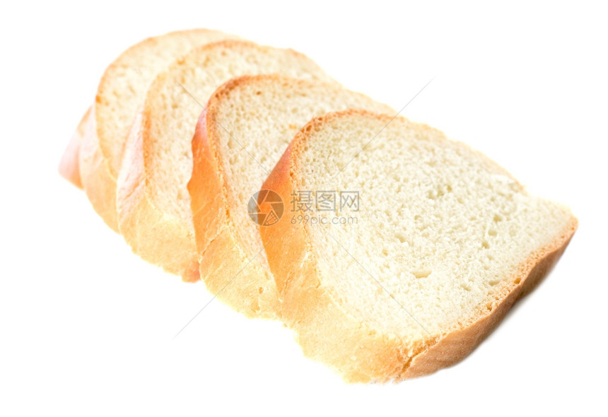 白底孤立的小麦面包片图片