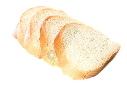 白底孤立的小麦面包片背景图片
