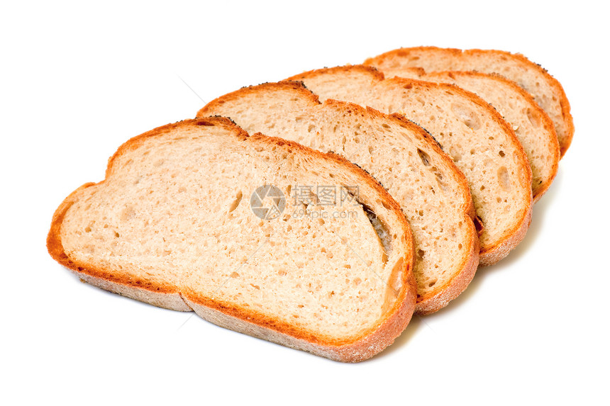 白底孤立的小麦面包片图片