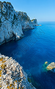 Lefkas岛和灯塔希腊爱奥尼亚海南落基斗篷图片