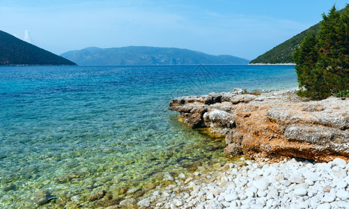 萨莫斯坦安提萨莫斯海滩希腊凯法罗尼亚的夏季景观背景