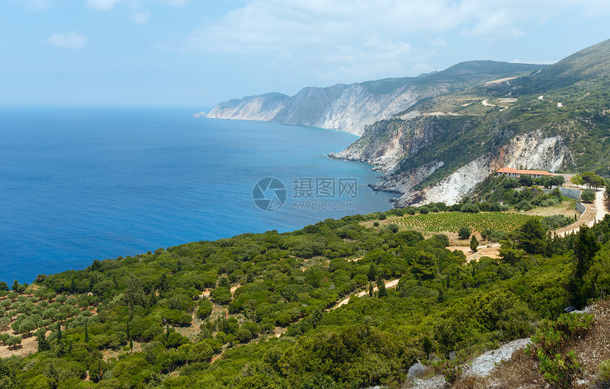 夏季爱奥尼亚海岸观测希腊基法罗尼亚佩塔海滩附近图片