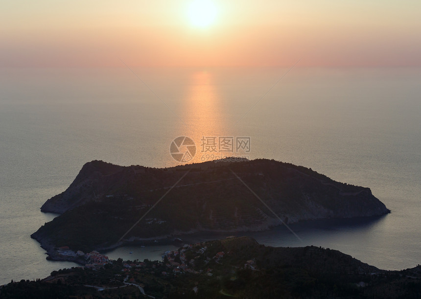 阿索斯半岛希腊凯法洛尼亚爱奥海的日落景图片