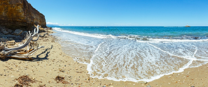 海滩希腊莱夫卡达爱奥尼亚海的夏季景全图片