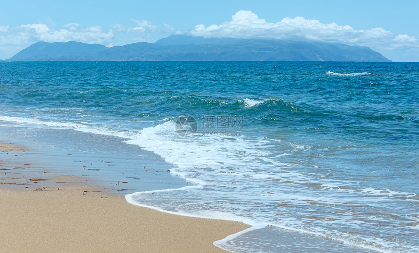 海滩希腊莱夫卡达爱奥尼亚海的夏季景图片