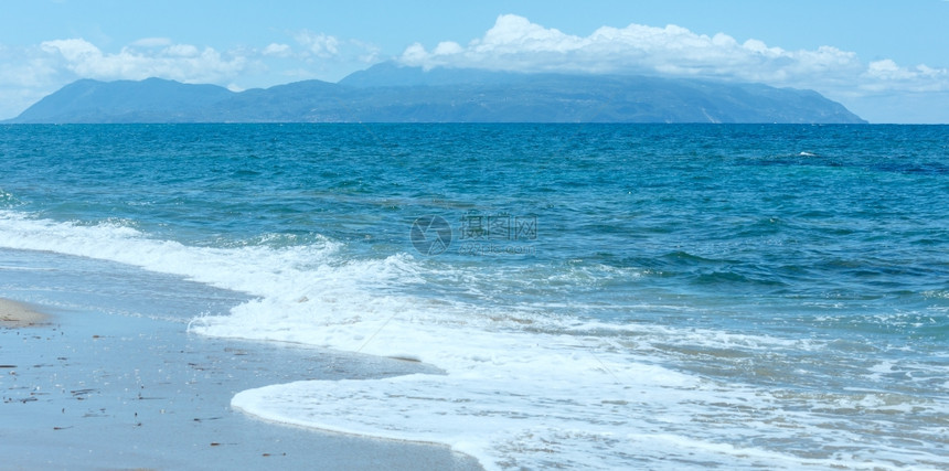 海滩希腊莱夫卡达爱奥尼亚海的夏季景图片