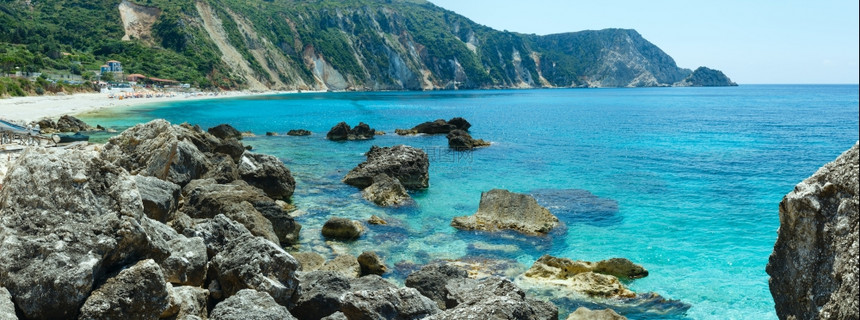 佩塔尼海滩夏季全景希腊基法罗尼亚所有人得不到承认图片