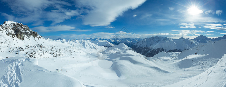 雪地度假村SilvrettaAlps风景奥地利蒂罗尔州IschglAGIschgl全景所有人都无法辨认背景