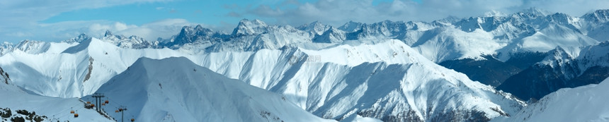 雪地度假村SilvrettaAlps风景奥地利蒂罗尔州IschglAGIschgl全景所有人都无法辨认图片