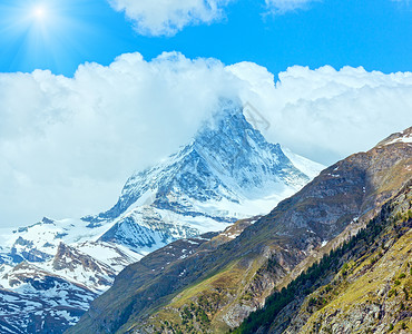 夏季马特峰山景阿尔卑斯山瑞士泽马特高清图片