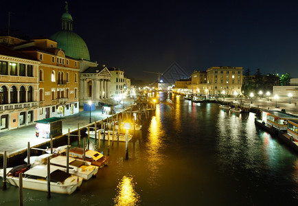意大利威尼斯夜色中的大运河背景图片
