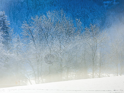 冬季的山峰景色暗淡雪花微薄闪烁背景图片