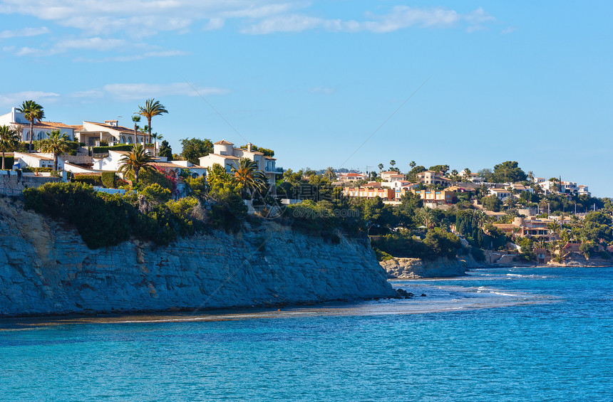 西班牙CostaBlanca巴伦西亚Calpe镇夏季海岸风景图片