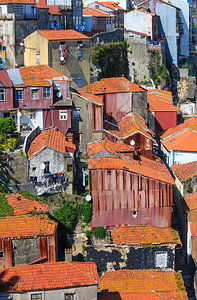 Porto市顶层城景色与老房子Potugal的春景图片