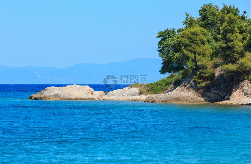 爱琴海岸景观Karidi海滩附近希腊迦勒基迪的风景图片