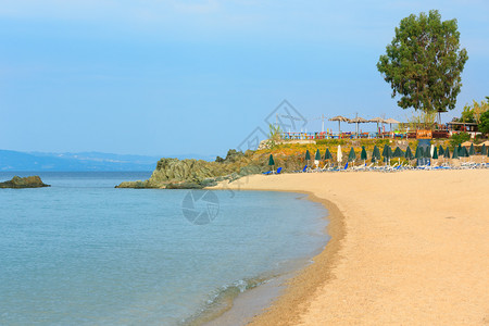 夏日早晨沙滩景色SithoniaChalkidiki希腊图片