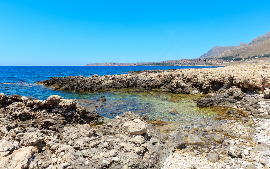 蔚蓝的Tyrrhenian海风景如画的海湾和CaladiPuntaLunga岩石海岸景观马卡里圣维托罗卡波地区西西里岛意大利图片