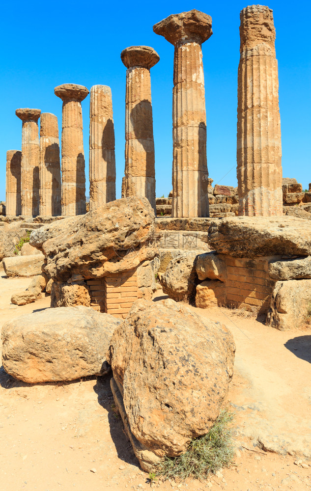 著名的古老寺庙谷神柱Agrigento意大利西里亚根托教科文组织世界遗产址图片