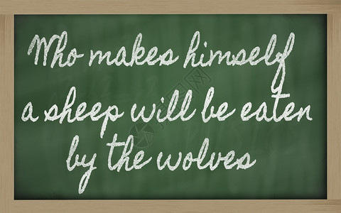 黑字写作谁使自己成为一只羊会被狼吃掉图片