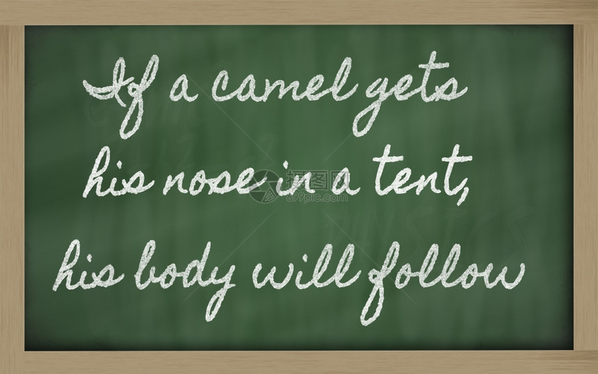黑字笔迹如果骆驼在帐篷里鼻子他的身体会跟着图片