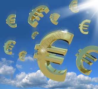欧元信号从天空降为财富的标志欧元信号从天空降为意外的标志背景图片