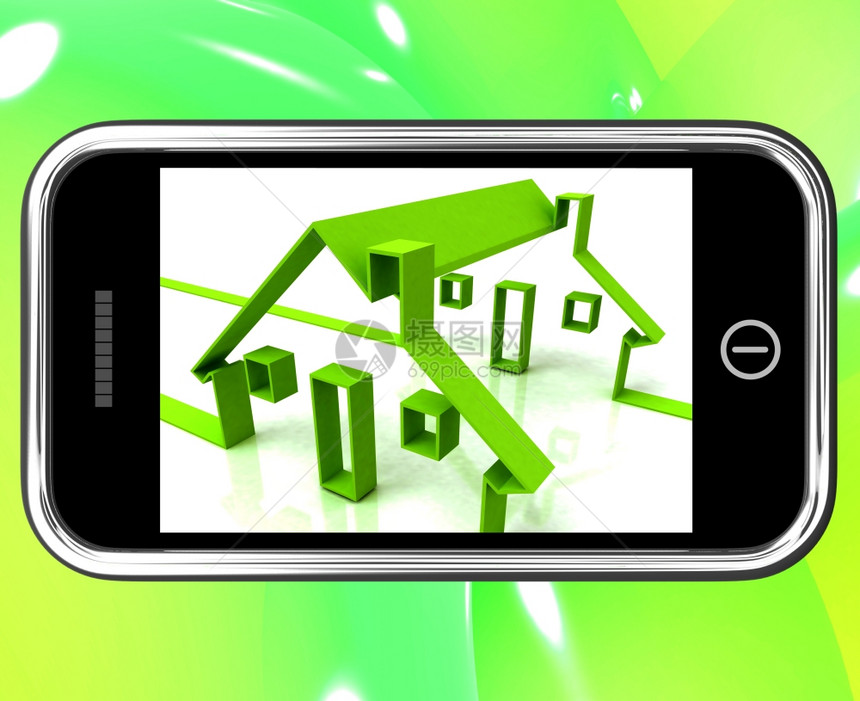 智能手机上的房屋显示房屋建筑和住宅建筑图片