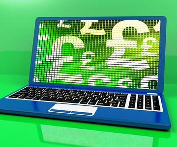 计算机上显示货币和投资的英镑符号计算机上的英镑符号表示货币和投资图片