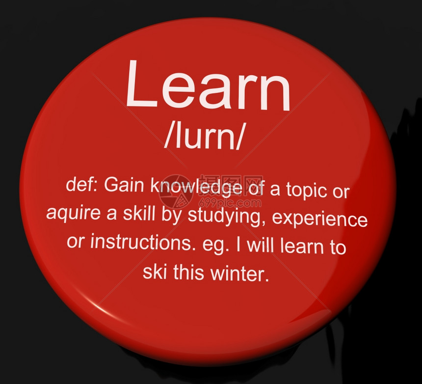 学习定义按钮显示获得的知识和学习显示获得的知识和研究图片