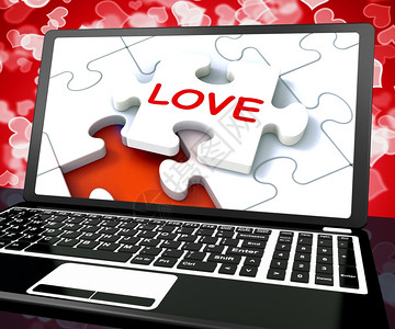 笔记本电脑展示的爱情谜题图片