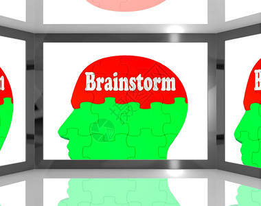 脑上集思广益屏幕上脑显示一组言语和想法图片