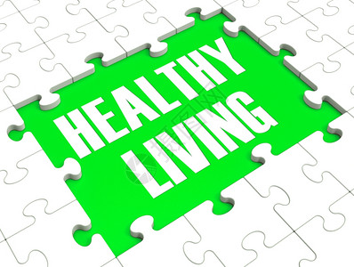 健康生活拼图显示健康饮食和锻炼背景图片