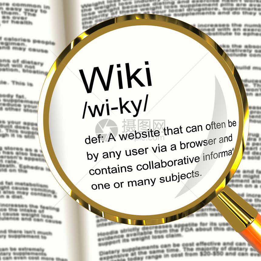 Wiki定义放大镜显示在线协作社区百科全书Wiki定义放大镜显示在线协作社区百科全书图片
