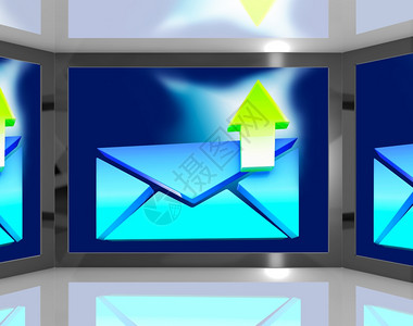 屏幕上发送的电子邮件显示发送的信件和电子邮发箱图片