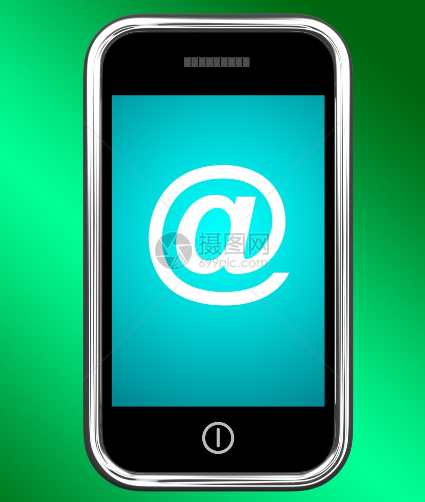 带有At标志的手机用于发送电子邮件或联系带有At标志的手机显示发送电子邮件或联系图片