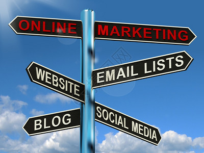 在线营销信号站展示博客网社交媒体和电子邮件名单图片