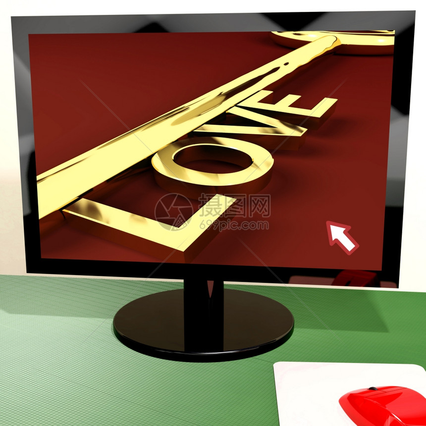 计算机屏幕显示在线约会的爱密钥计算机屏幕显示在线约会的爱密钥图片