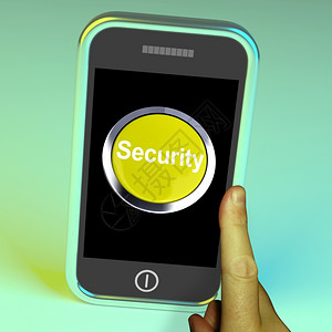 移动显示加密和安全的保按钮移动显示加密和安全的保按钮图片