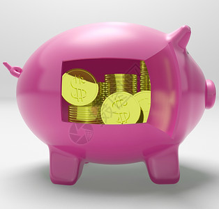 送财猪富美财的猪展示中美元背景