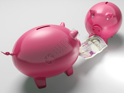 猪吃与货币抗争的猪银行显示投资决定或风险设计图片