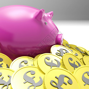 环绕小猪银行硬币展示英国金融与经济图片