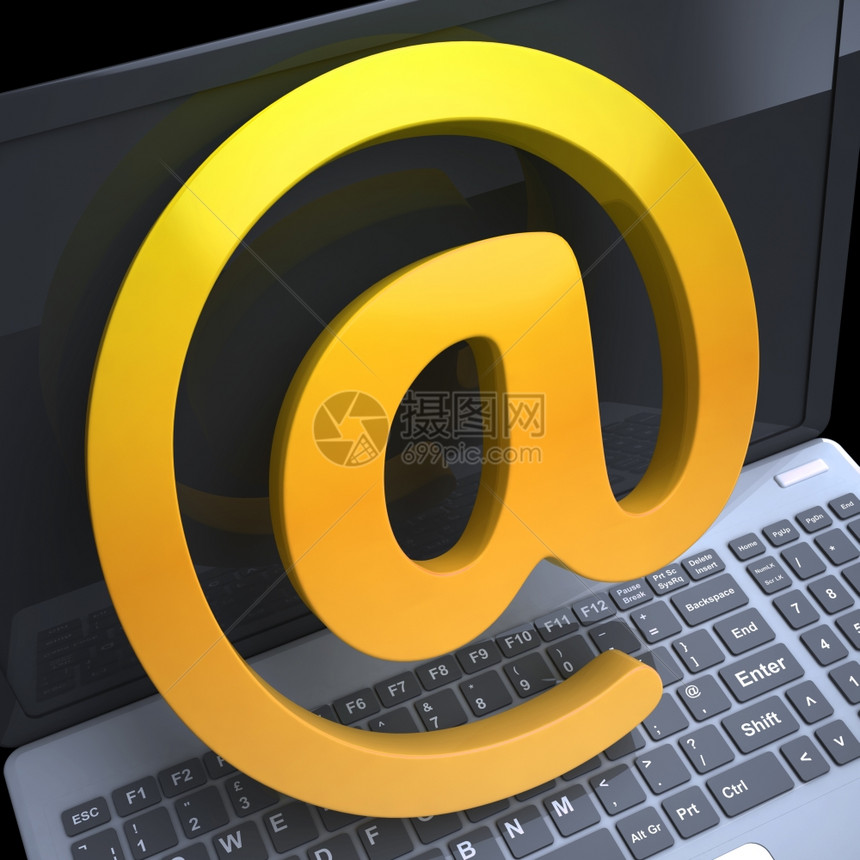 在网络上签名显示电子邮件通讯的键盘图片
