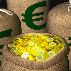 展示欧洲收入和财富的袋图片