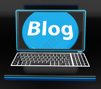 笔记本电脑上的博客显示网络博客或博客网站背景图片