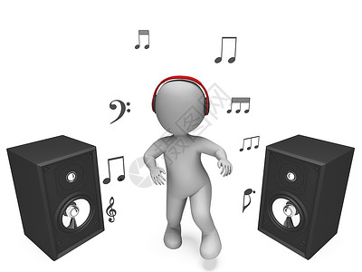 音乐字符素材监听音乐字符显示耳头扬声器和歌曲背景