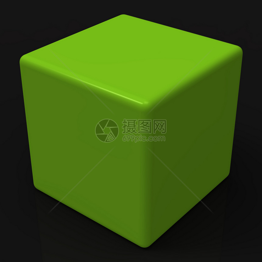空白绿骰子显示复制空间立方或盒图片