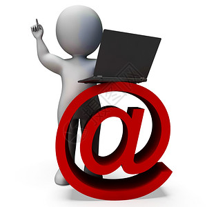 电子邮件签名和笔记本电脑显示通信和邮寄图片